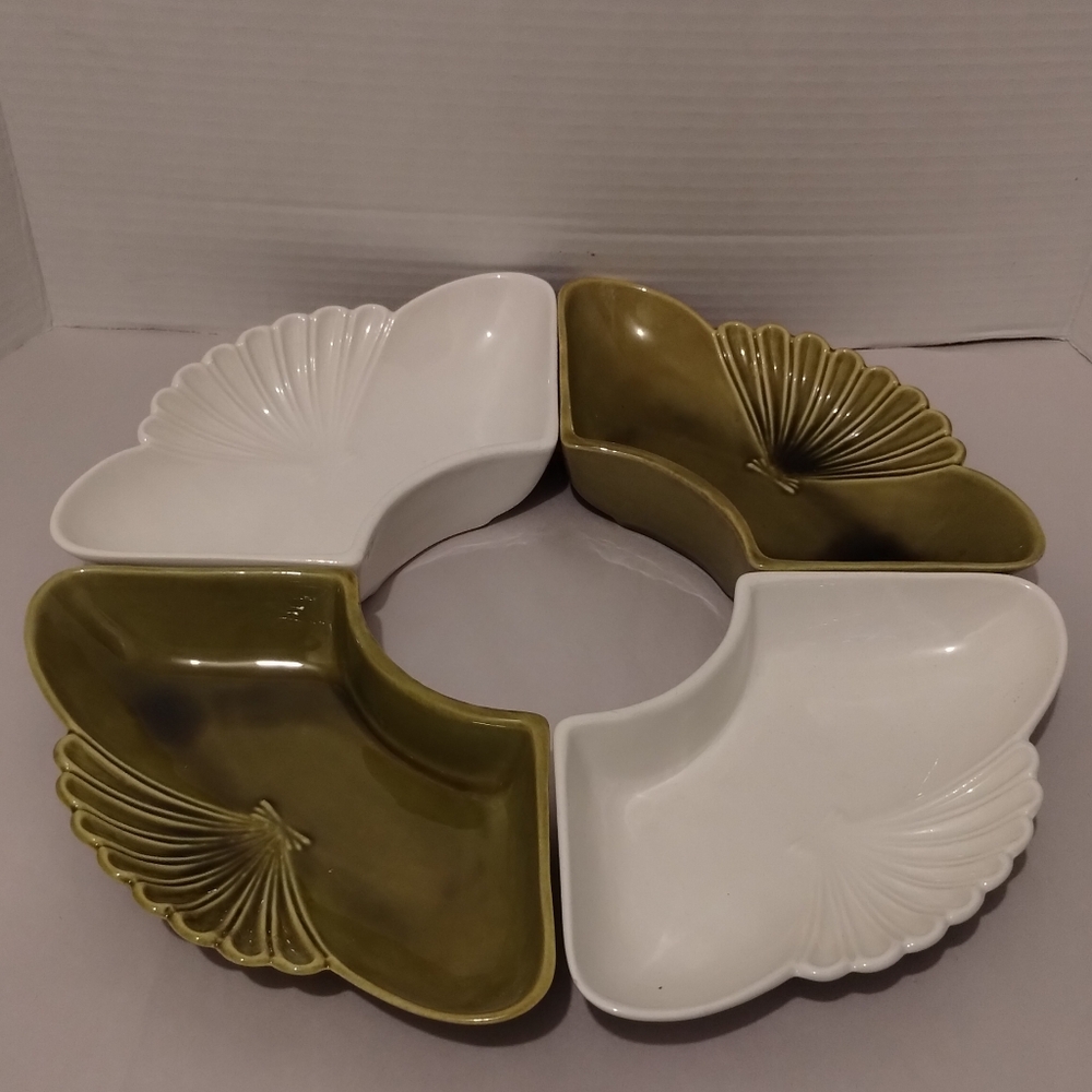 Vintage California Pottery Shell Design Ceramic Serving Dishes